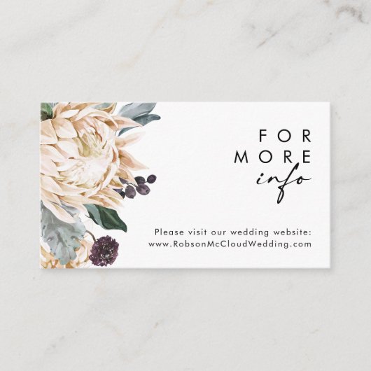 Website van het Witte Bloemen Huwelijk Informatiekaartje (Voorkant)