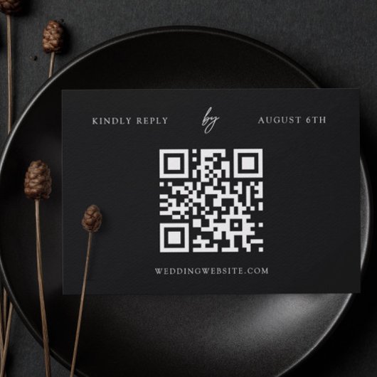 Website van het zwarte en witte moderne huwelijk RSVP kaartje