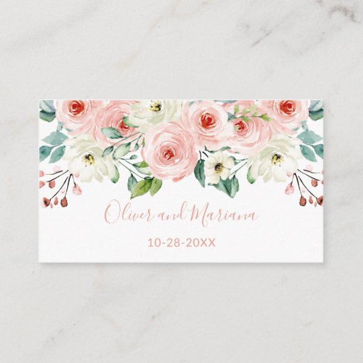 Website van Peach White Floral Wedding Informatiekaartje (Achterkant)