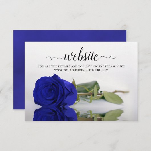 website van Royal Blue of Cobalt Roos Elegant Wedd Informatiekaartje (Voorkant / Achterkant)