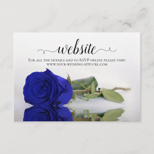 website van Royal Blue of Cobalt Roos Elegant Wedd Informatiekaartje (Voorkant)
