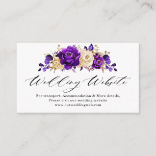 website van Royal Paars Violet Gold Floral Wedding Informatiekaartje