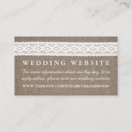 Website van Rustic Burlap en  White Lace Wedding Informatiekaartje