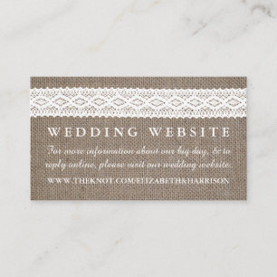 Website van Rustic Burlap en  White Lace Wedding Informatiekaartje