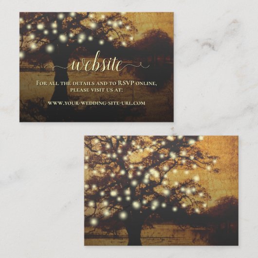 Website van Rustic Parchment Tree & Lights Wedding Informatiekaartje (Voorkant / Achterkant)