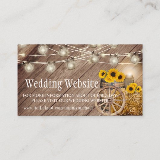 Website van Rustic Wood Barrel en Sunflower - Wedd Informatiekaartje (Voorkant)
