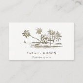 website van Tropisch strand Palm Sketch Gold Weddi Informatiekaartje (Voorkant)