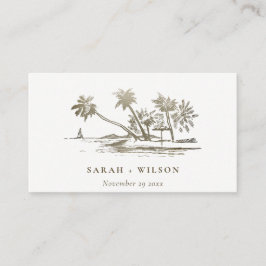 website van Tropisch strand Palm Sketch Gold Weddi Informatiekaartje