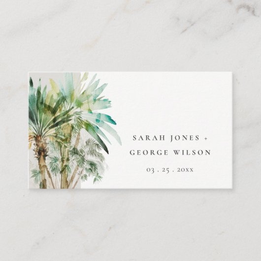 Website van Tropische Waterverf Palm Trees Wedding Informatiekaartje (Voorkant)