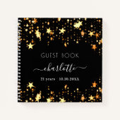 Website verjaardag zwarte gouden sterren notitieboek (Voorkant)