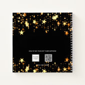 Website verjaardag zwarte gouden sterren notitieboek (Achterkant)