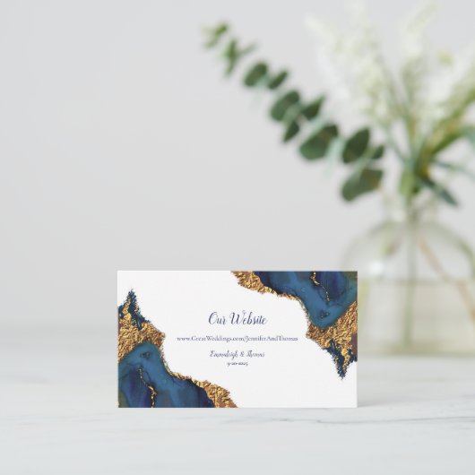 Website voor Abstracte blauwe bruiloft Informatiekaartje (Staand voorkant)