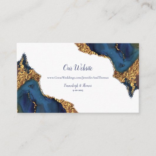 Website voor Abstracte blauwe bruiloft Informatiekaartje (Voorkant)