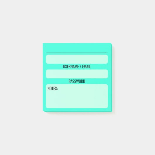 Website Wachtwoord Post-it Notities (Blauwgroen) Post-it® Notes (Voorkant)