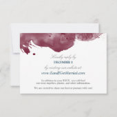 Website Waterverf Burgundy & Navy Wedding RSVP (Achterkant)