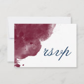 Website Waterverf Burgundy & Navy Wedding RSVP Kaartje (Voorkant)