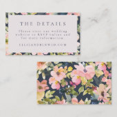 Website Waterverf Floral Wedding Blush en Navy Informatiekaartje (Voorkant / Achterkant)
