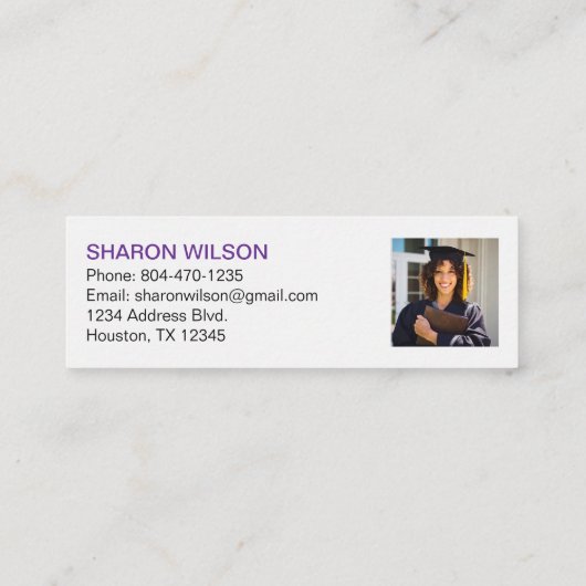 Website zoekresultaat Afstuderen naam invoegen Mini Visitekaartje (Achterkant)