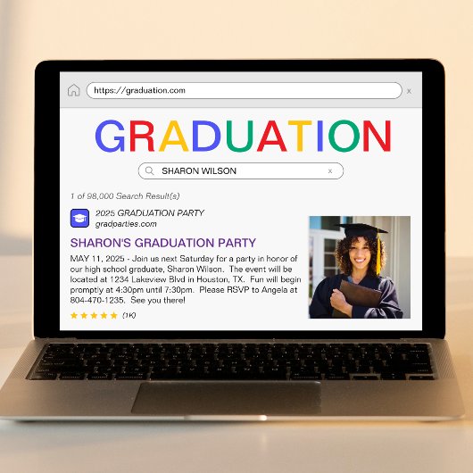 Website Zoekresultaat Graduation Party Kaart