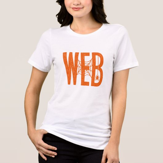 Webspin Halloween Linocut-ontwerp Tri-Blend Shirt (Voorkant)
