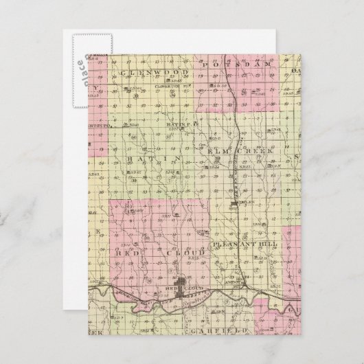 Webster County, Nebraska Briefkaart (Voorkant / Achterkant)