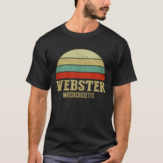 WEBSTER MASSACHUSETTS  Retro Sunset T-shirt (Voorkant)
