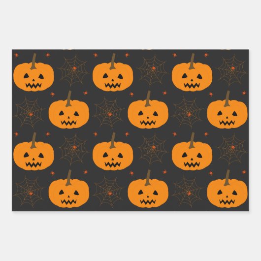 Webvellen van Halloween Pumpkin en Spider Inpakpapier Vel (Voorkant 2)
