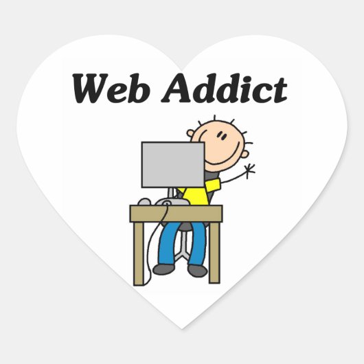 Webverslaafde Hart Sticker (Voorkant)