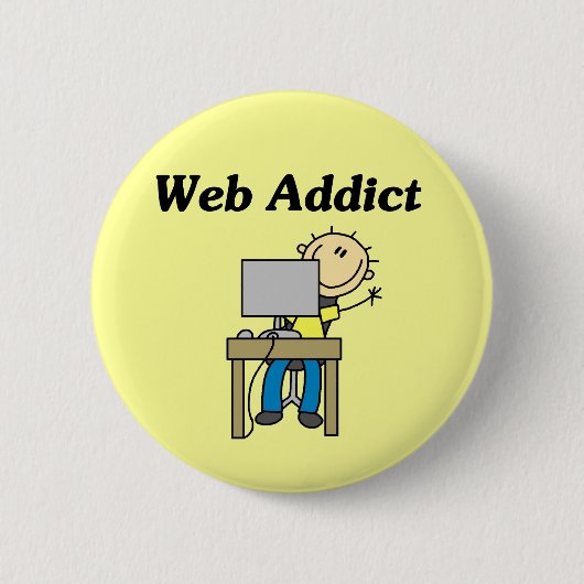 Webverslaafde Ronde Button 5,7 Cm (Voorkant)