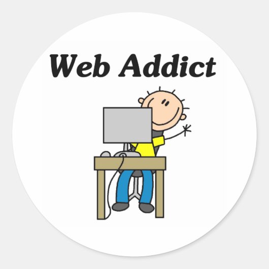 Webverslaafde Ronde Sticker (Voorkant)