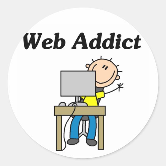 Webverslaafde Ronde Sticker (Voorkant)