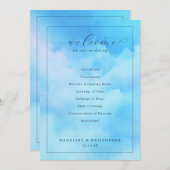 "Wed" Blue Cloudy Sky Ceremony Schedule Programmakaart (Voorkant / Achterkant)
