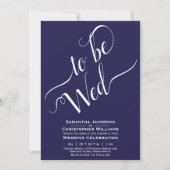 Wed Elegant Calligraphy Simple Navy Wedding Kaart (Voorkant)