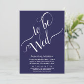 Wed Elegant Calligraphy Simple Navy Wedding Kaart (Staand voorkant)