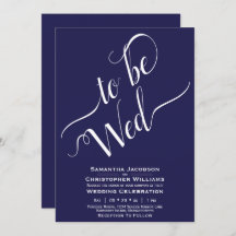 Wed Elegant Calligraphy Simple Navy Wedding