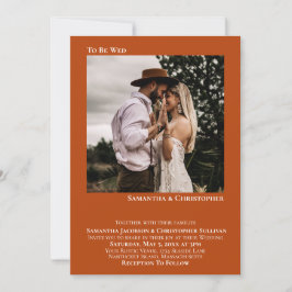 Wed minimalist Rust Oranje Photo Wedding Kaart