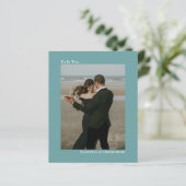 Wed Simple Blauwgroen BUDGET Weduwfoto Uitnodigen (Staand voorkant)