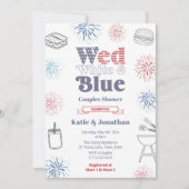 Wed White Blue Patriotic Couples Weduwer Kaart (Voorkant)