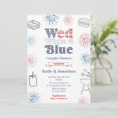Wed White Blue Patriotic Couples Weduwer Kaart (Staand voorkant)
