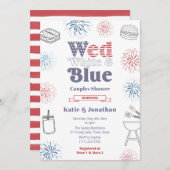 Wed White Blue Patriotic Couples Weduwer Kaart (Voorkant / Achterkant)