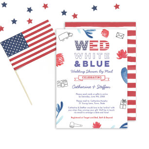 Wed White Blue Virtual Weduwen Shower per mail Kaart