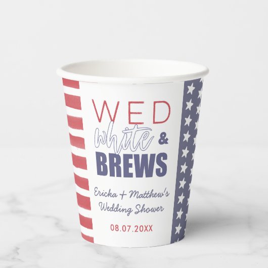 Wed White en Brews — 4 juli — stelletjes Papieren Bekers (Voorkant)