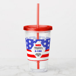 Wed, White en ik doen een patriottisch bruiloft ev Acryl Drinkbeker