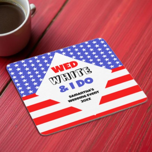Wed, White en ik doen een patriottisch bruiloft ev Kartonnen Onderzetters