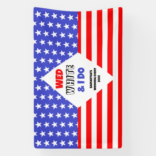 Wed, White en ik doen een patriottisch bruiloft ev Spandoek (Verticaal)