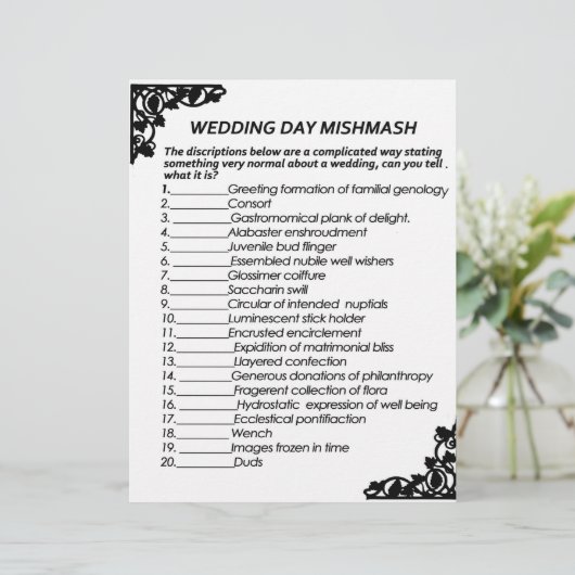 WEDDAG MISHMASH GAME PAPIER BRIEFHOOFD (Staand voorkant)