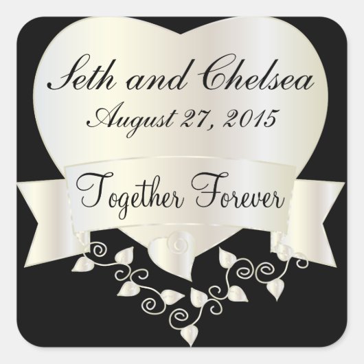 Weddag White Gold Heart | Personaliseren Vierkante Sticker (Voorkant)