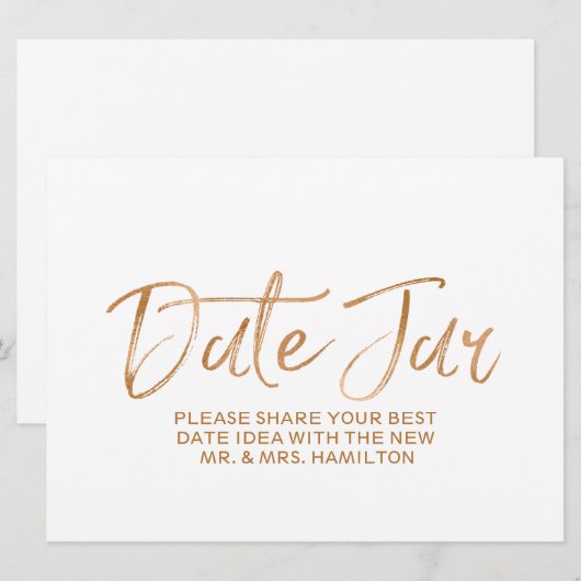 Weddatum Jar Sign | Stylish Gold Roos Lettered Kaart (Voorkant / Achterkant)