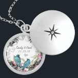 Weddatum  vogelJubileum Locket Ketting<br><div class="desc">De Kettingen van de Knoop van Tortelduifjes kiezen of Zilveren Geplaatst of Sterling Zilver</div>