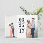 Weddatum waarop de datumkaart is opgeslagen save the date (Staand voorkant)